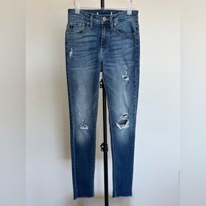 Mid-Rise Skinny Jeans by KanCan Distressed with Holes Size 25